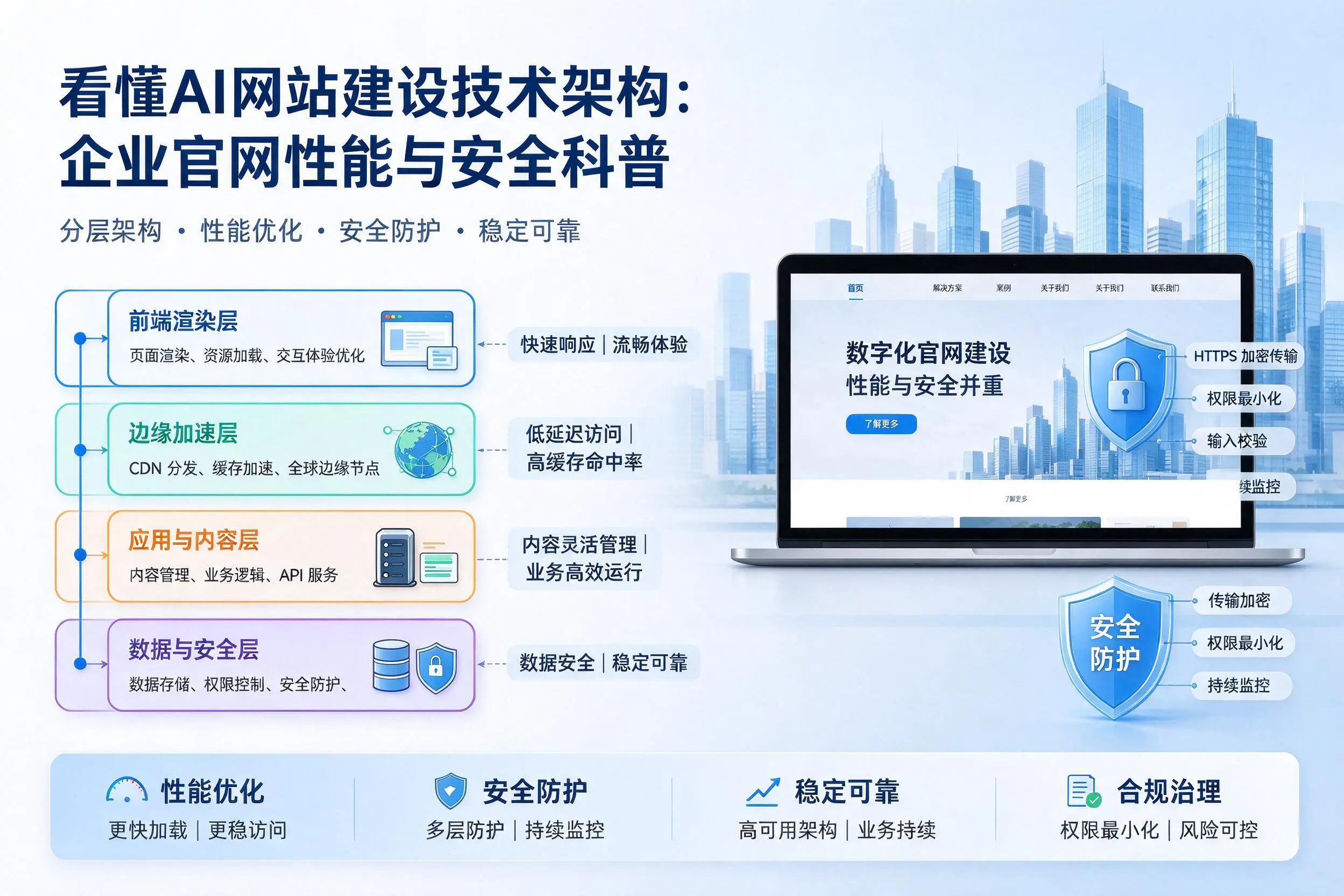看懂AI网站建设技术架构：惠州企业官网性能与安全科普