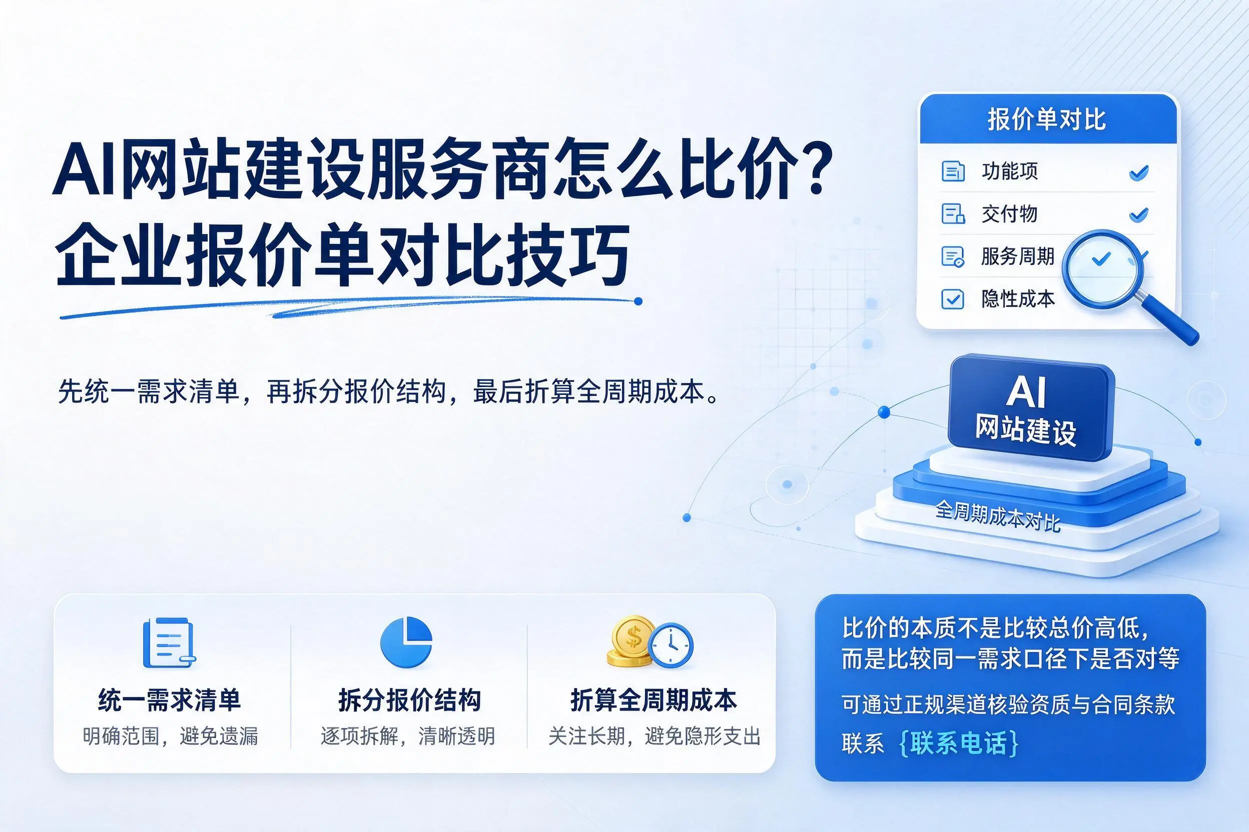 AI网站建设服务商怎么比价？惠州企业报价单对比技巧